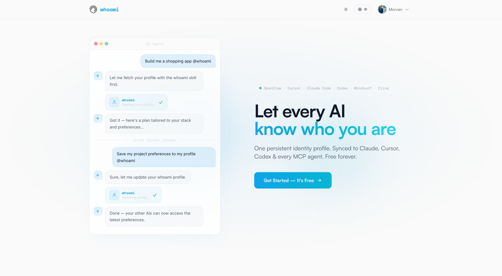 whoami — Let every AI know who you are